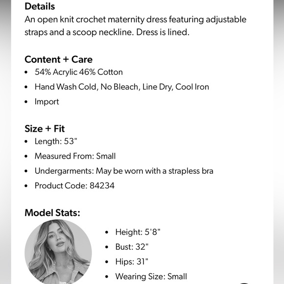 Beige Open Knit Crochet Maternity Midi Dress Size Small - Picture 3 of 5